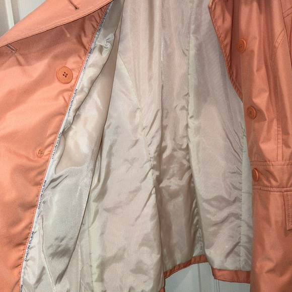 Calvin Klein Coral Double Breasted Lined Trench Rain Jacket Women Large Trench - Picture 7 of 8